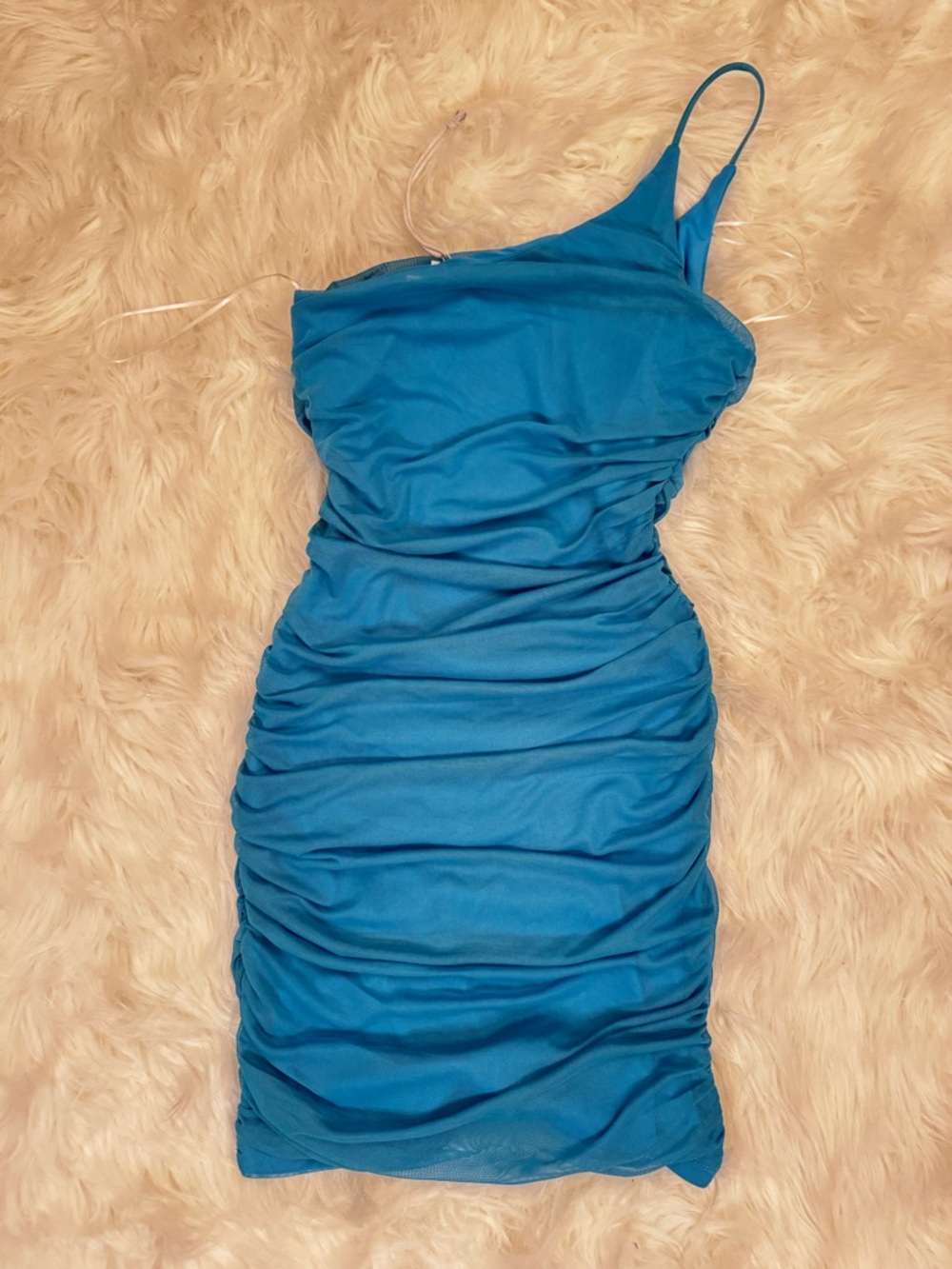 Princess Polly Blue Ruched One Shoulder Mini Dress Sz 4 Bodycon Party Dress NWOT - Picture 6 of 11